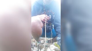 Sexy babe shitting in the woods