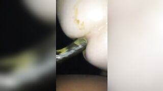 Hot white ass fucked by black cock while pooping