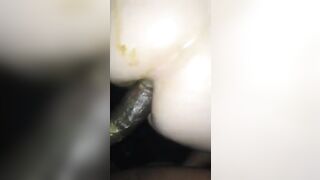 Hot white ass fucked by black cock while pooping
