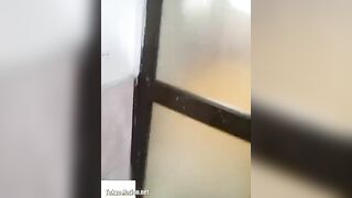 Skinny Asian lady smoking and pooping