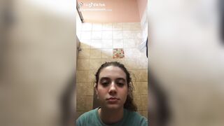 Cute brunette teen poop recording for tik tok