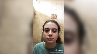 Cute brunette teen poop recording for tik tok
