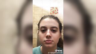 Cute brunette teen poop recording for tik tok