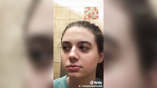 Cute brunette teen poop recording for tik tok