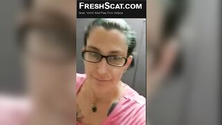 Mature lady pooping in the toilet