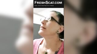 Mature lady pooping in the toilet