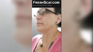 Mature lady pooping in the toilet