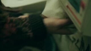 Crazy woman poops in cafes toilet