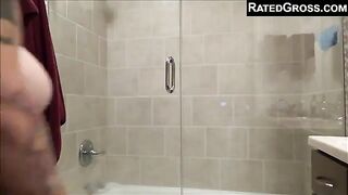 Massive huge tits lady poops and smearing