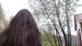 Stylish chick poops outdoor