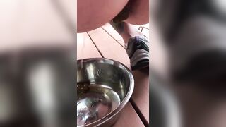 Slutty lady pooping in the public