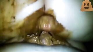 Fat cock makes her asshole poop