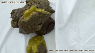 Sweet round ass teen poops in standing pose