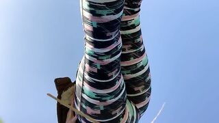 Sweet booty babe pooping outdoor