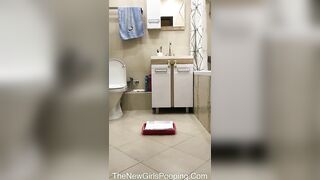 Cheeky girlfriend enjoying solo poop