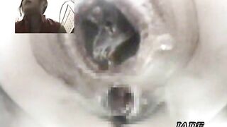Amateur Asian lady poops in extreme closeup
