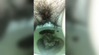 Hairy pussy lady piss and poop video
