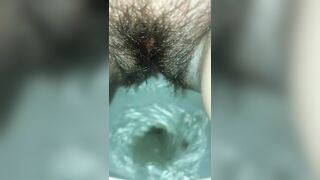 Hairy pussy lady piss and poop video