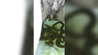 Hairy pussy taking out poop snakes