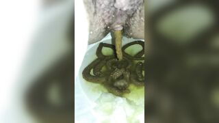 Hairy pussy taking out poop snakes