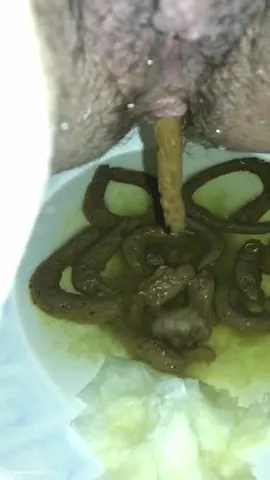 Hairy pussy taking out poop snakes