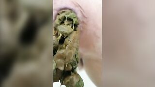 Messy stinky big green poop