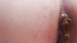 Closeup view of bbw pooping booty