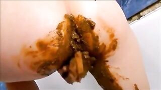 Messy dildo solo scat fuck