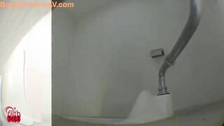 Lovely hot Japanese lady caught pooping in public toilet