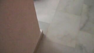 Chubby mature lady pooping on the floor