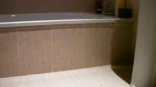 Chubby mature lady pooping on the floor