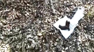 Lovely hot ass lady pooping in the forest