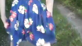 Gaping asshole poops in the garden