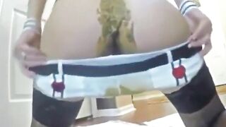 Hot and messy panty poop teasing