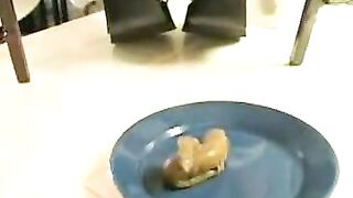 Blonde MILF and her tasty yellow poop