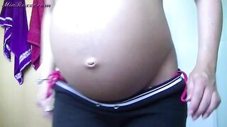 Hot big belly pregnant chick poop teasing