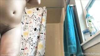 Naked hot chick pooping in toilet