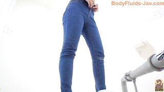 Hot brunette girl caught pooping in toilet