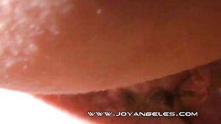 Close up view as a girl shits