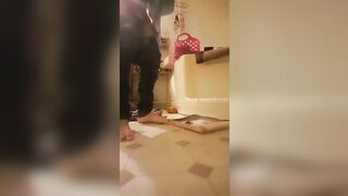 Dropping poop into a pizza box