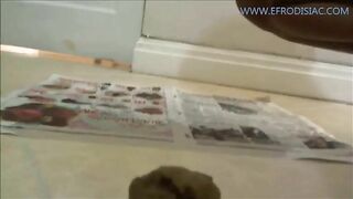 Ebony babe floor dump