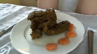 Kinky German housewife poops in the plate
