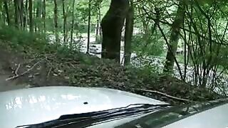 Girl shitting on a white car hood