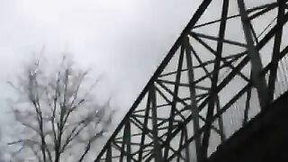 Amateur girl pooping on the foot bridge