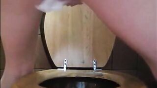 Toilet pooping amateur lady