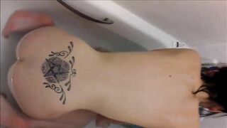 Huge poop in her bathwater
