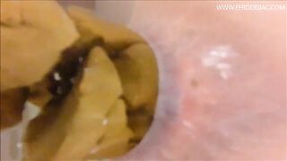Huge poop in her bathwater