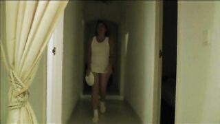 Sexy hot brunette girl poop on a plate