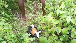 African hot teen babe pooping in the jungle