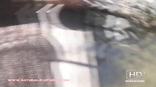 Latina Pooping on her patio steps